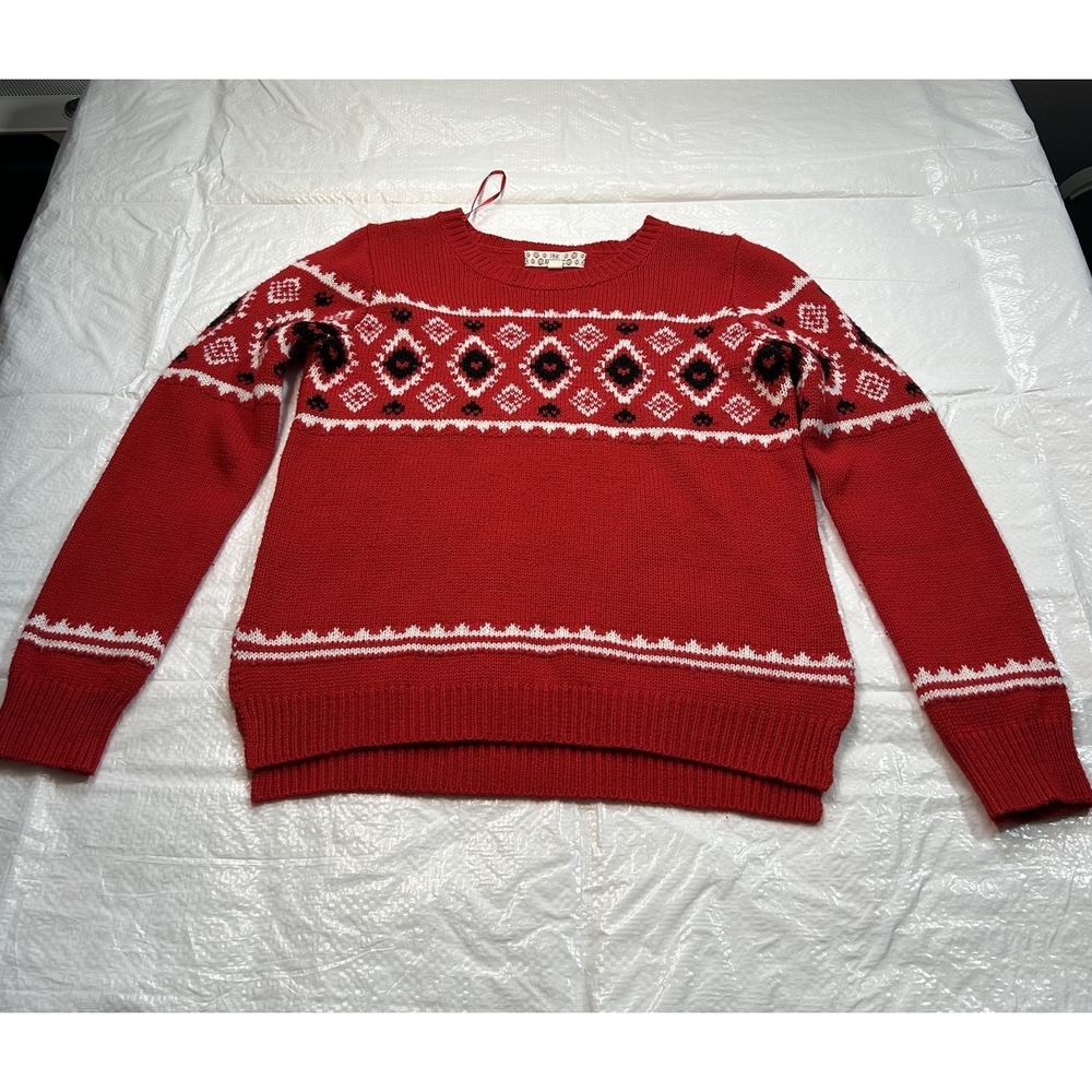 Pink Republic Red Fair Isle Pattern Knit Sweater (Size XL / 16)